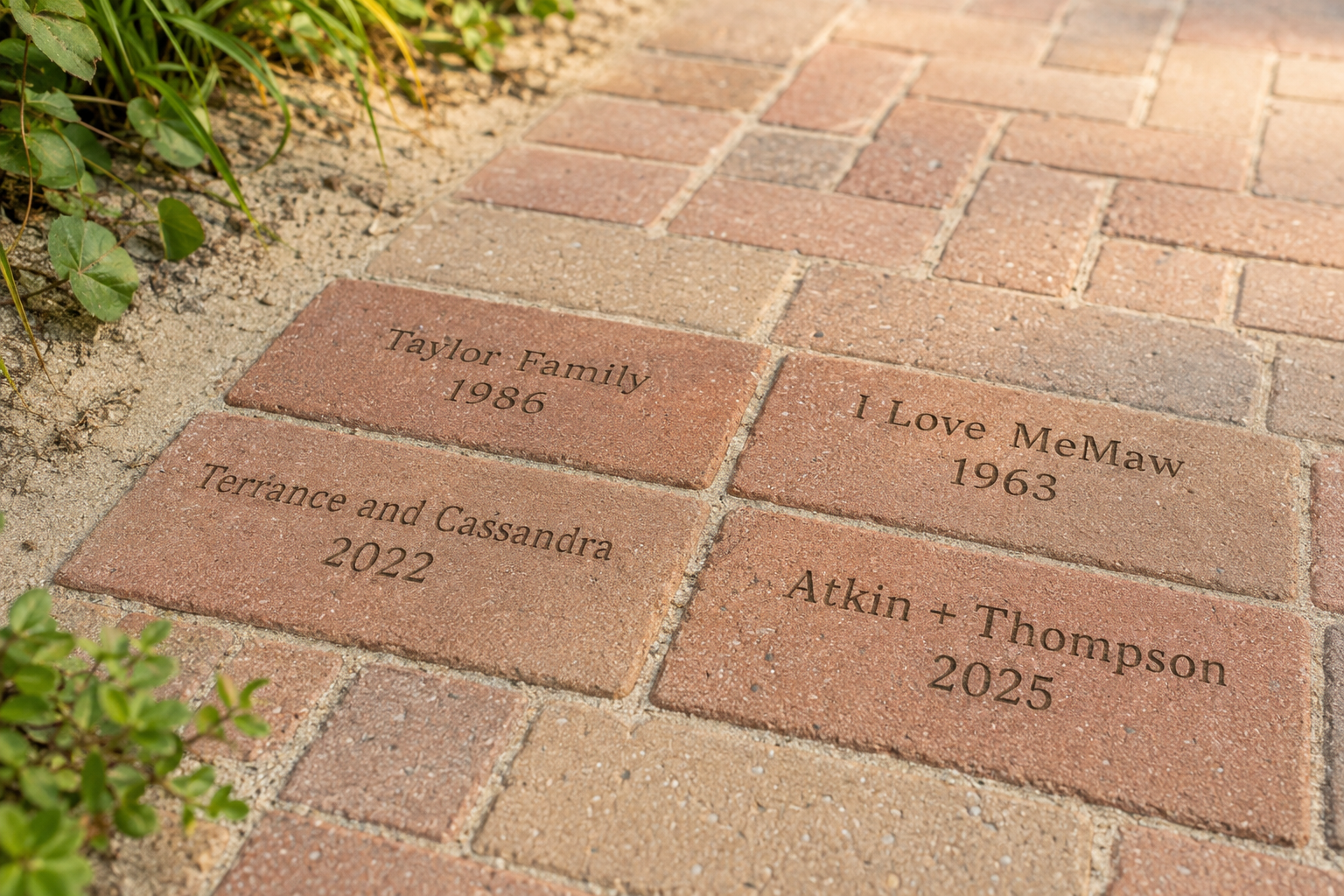 Engraved commemorative bricks in the Beaches Town Center walkway